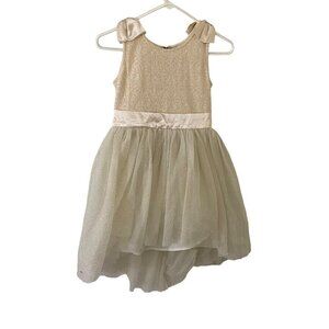 American Girl Little Girls Cream & Gold Sparkle Shimmer Dress - 10